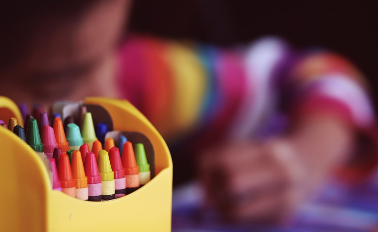 A colourful box of crayons