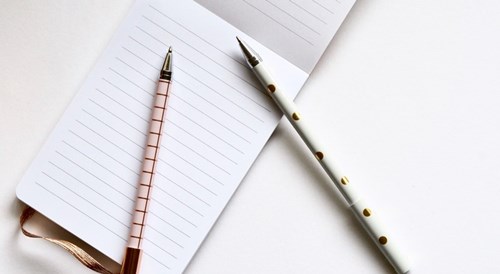 Notebook and stylish pens - photo by Plush Design Studio